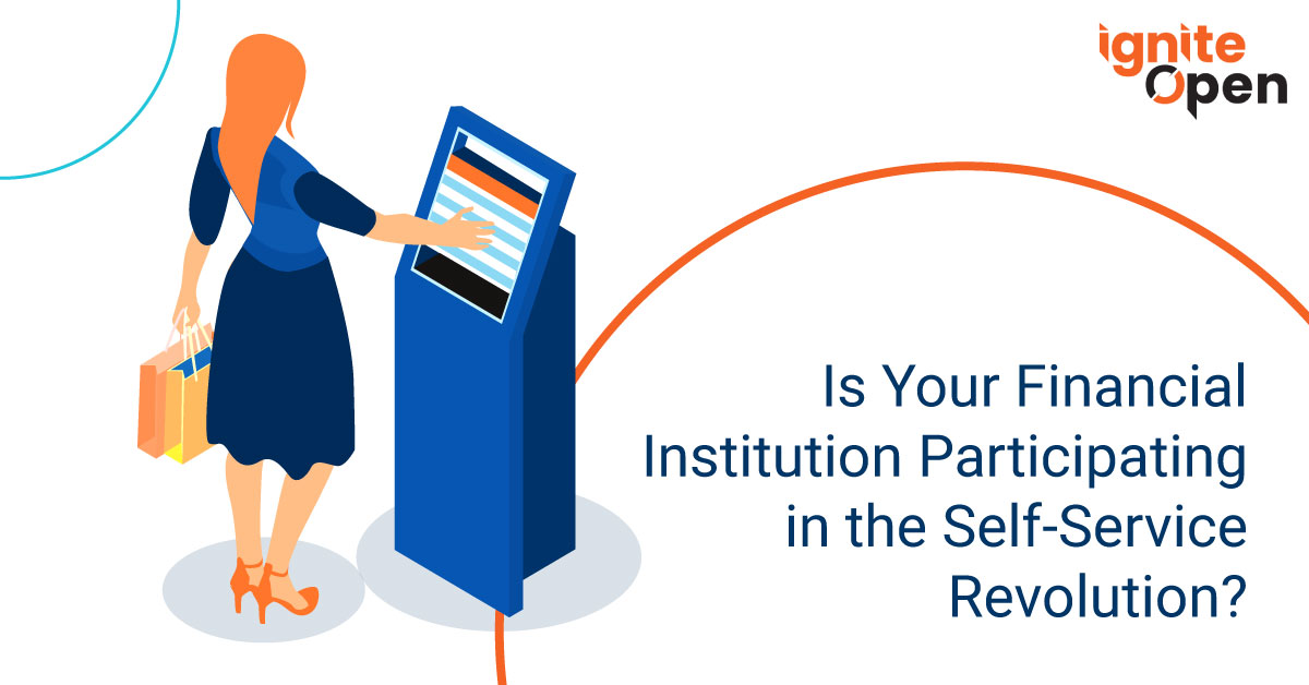 Person with shopping bags using kiosk | Is Your Financial Institution Participating in the Self-Service Revolution? | IgniteOpen